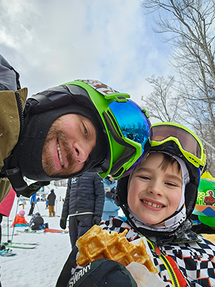 Miles and myelf taking a break from skiing at Okemo Mountain